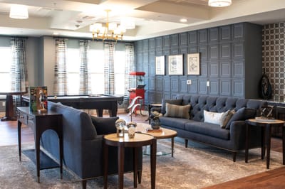 Interior living area with seating and decor