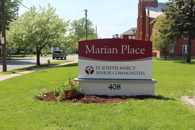 Exterior sign for Marian Place senior community