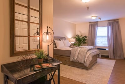 Cozy interior of a private resident room with decor