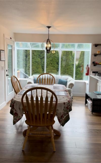 Cozy sitting area with a view of greenery