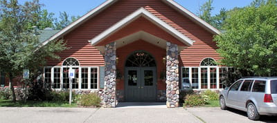 Exterior view of a senior living facility entrance
