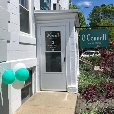 Front entrance of O'Connell Care At Home with signage