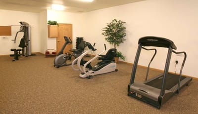 Interior fitness area with exercise equipment