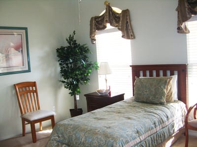 Cozy resident bedroom with decor and furnishings