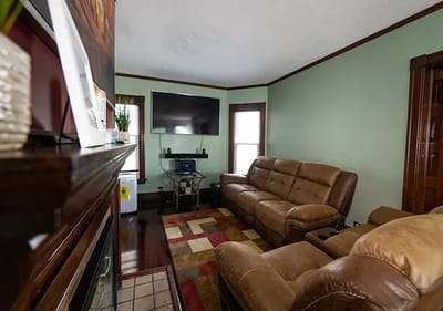 Cozy interior living room with seating and TV
