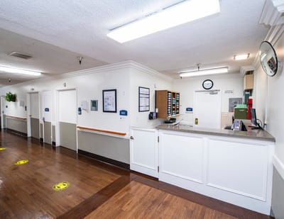 Interior view of a reception area in the facility