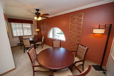 Cozy common area with seating and natural light