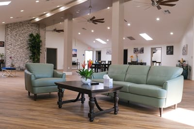 Interior view of a lounge area with seating