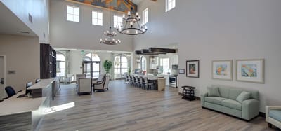 Bright and spacious common area with comfortable seating