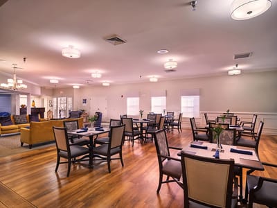 Interior dining area with tables and chairs
