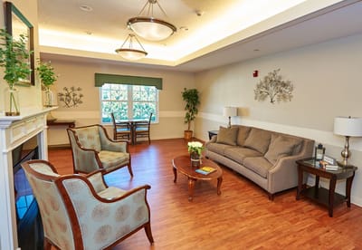 Bright and inviting common area with seating