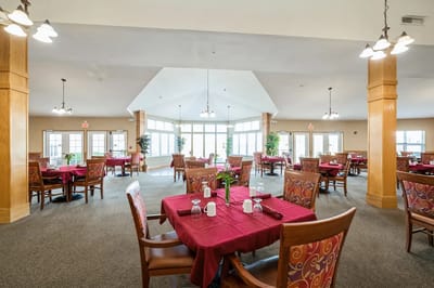 Dining area with tables set for meals