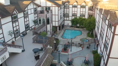 Aerial view of a pool area within the facility