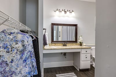 Modern bathroom with a sink and mirror