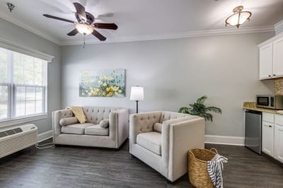 Cozy seating area in a facility living space