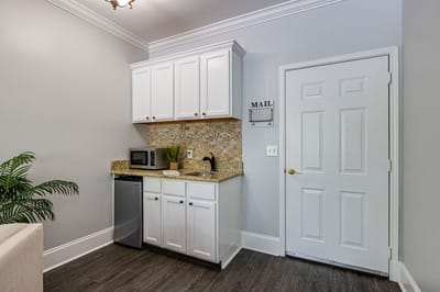 View of a kitchenette in a senior living unit