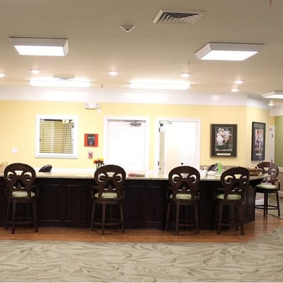 Bright interior view of a common area in the facility
