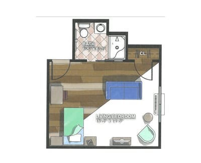 Architectural floor plan of a living space