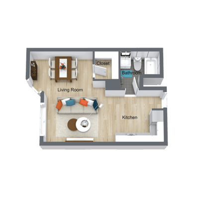 Architectural floor plan of a living space