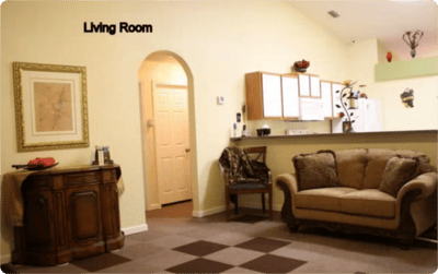 Cozy living room in a senior care facility