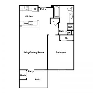 Architectural floor plan of a resident unit