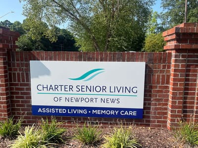 Facility logo sign at the entrance