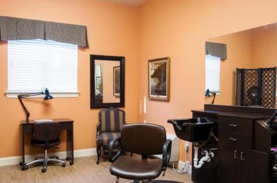 Interior view of a hair salon area in the facility
