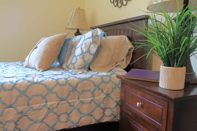 Cozy bedroom setup in a senior living facility
