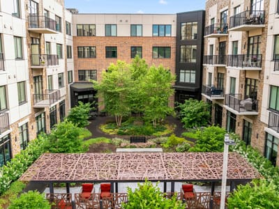 Beautiful courtyard with greenery and seating area