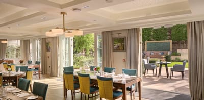 Bright dining area with outdoor view