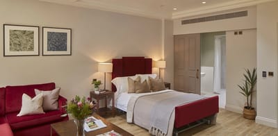 Stylish interior of a resident room with modern decor