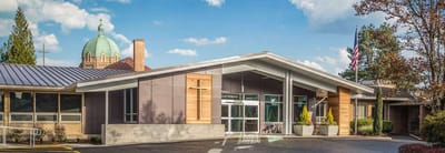 Exterior view of Maryville facility with landscaped garden