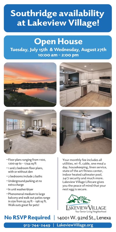 Logo of Lakeview Village on a promotional flyer