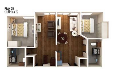 Architectural floor plan for a resident unit