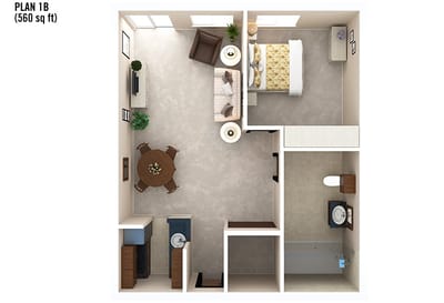 Architectural floor plan of a resident unit