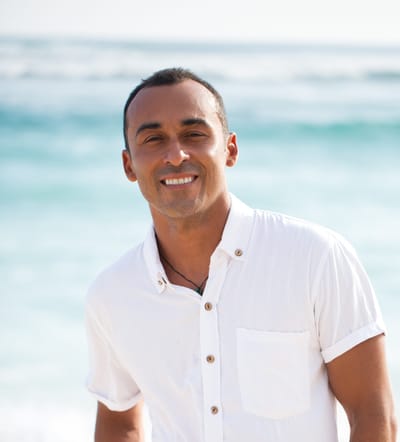 Smiling man at the beach