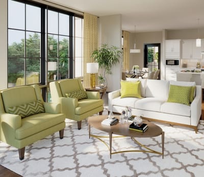 Bright and inviting interior living room space