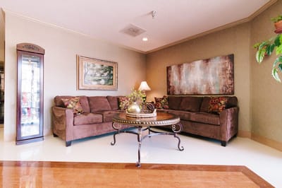 Timberlane Health & Rehab, assisted living in El Dorado, AR — Cozy sitting area with plush furniture and decorative accents