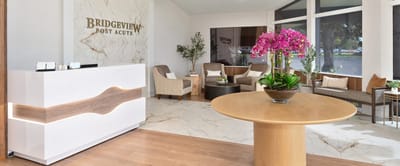 Modern lobby interior of Bridgeview Post Acute