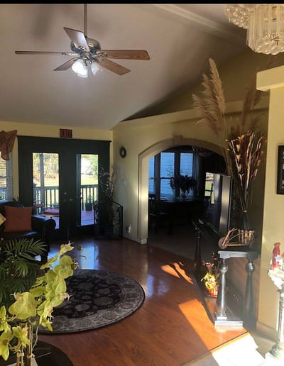 Bright interior common area with decor and furniture