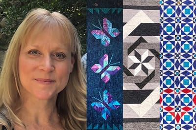 Gentiva Hospice – Tucson, home care in Tucson, AZ — Woman smiling beside colorful quilt patterns