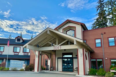 Front entrance of Riverview Senior Living facility