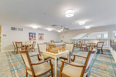 Common area with chess and game tables