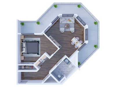 Architectural floor plan of a resident unit