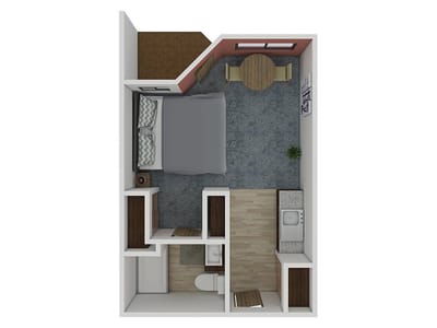Floor plan of a small resident unit