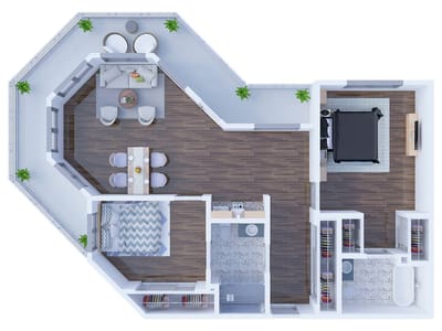 Architectural floor plan of a living unit