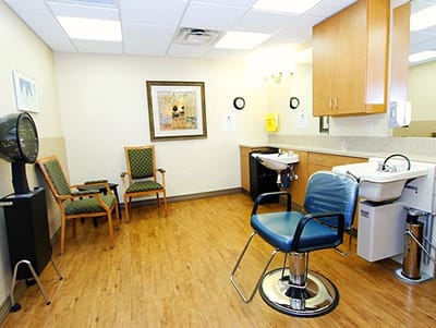 Interior view of a salon area for residents