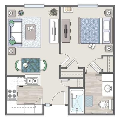 Architectural floor plan of a residence unit