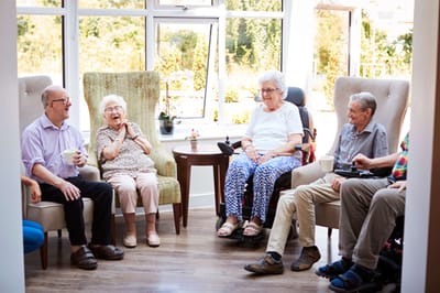 Good Samaritan Society – Mohall, Nursing Home in Mohall, ND — Seniors enjoying conversation in a comfortable activity area