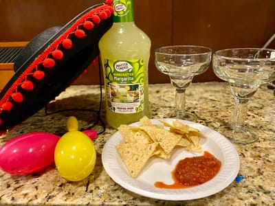 The Inn at Fairview, nursing home in Hudson, NH — Colorful party setup with margarita, snacks, and decorations